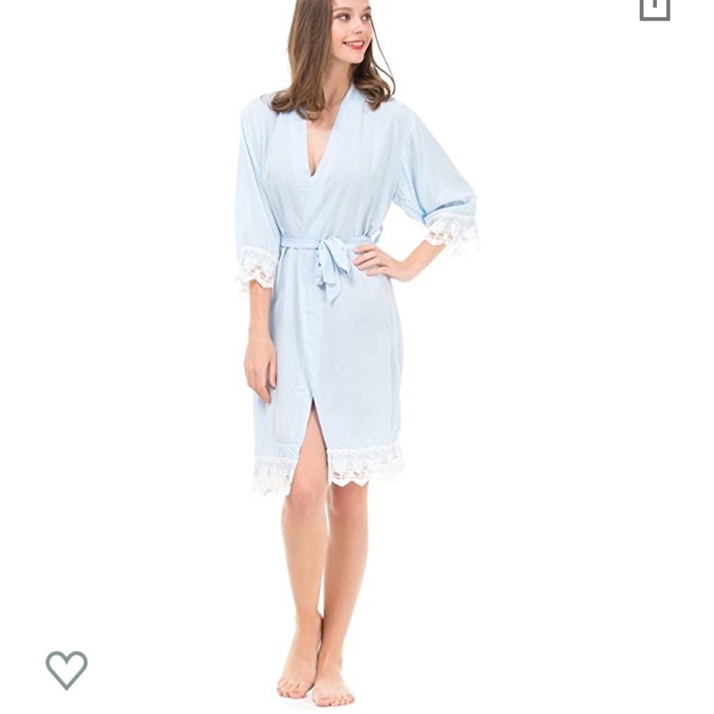 💝 Light Blue Cotton Robe - Picture 2 of 4